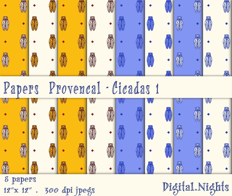 French Provencal Cicada Fabric Pattern: 12
