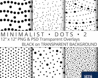 Papel digital de puntos minimalistas: superposiciones negras transparentes (PNG, PSD) (descarga digital)