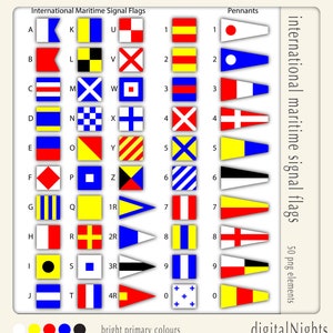 Drapeaux internationaux maritimes - Vers 1 - Clipart - Collage numérique, PNG, téléchargement immédiat