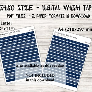 Japanese Sashiko-style in Indigo Set 1, Digital Paper, 12'x12, 300 dpi JPG, Printable image 9