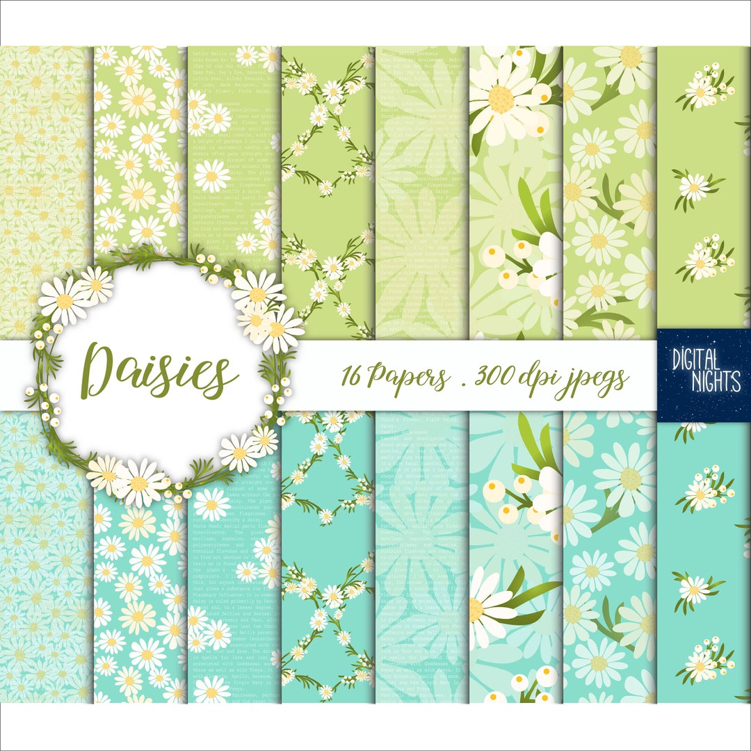 Daisy Digital Paper Pack: Floral Scrapbook Papers (digital Download) - Etsy
