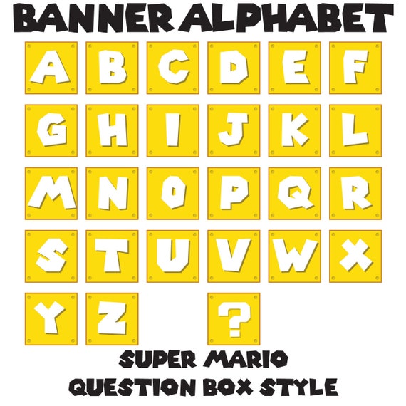 Mario Question Box Banner All Letters Plus Question Set Of Etsy
