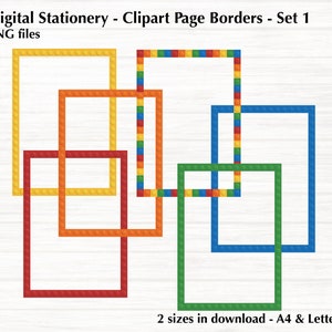 Building Blocks Page Frame Borders: A4 & Letter PNG Clipart (Digital Download)