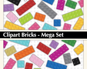 Building Blocks Clipart: Mega Set, 15 Colors (PNG) (Digital Download)