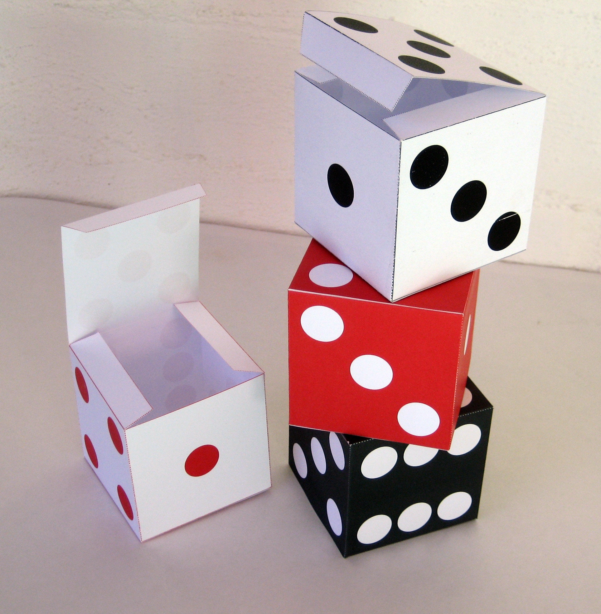 4 Lucky Dice Gift Boxes Black and White Party Plus Red and Etsy UK