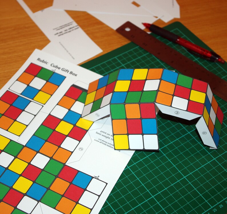 Rubik's Cube Style Gift Box Favor Box Printable PDF Treat Box Instant