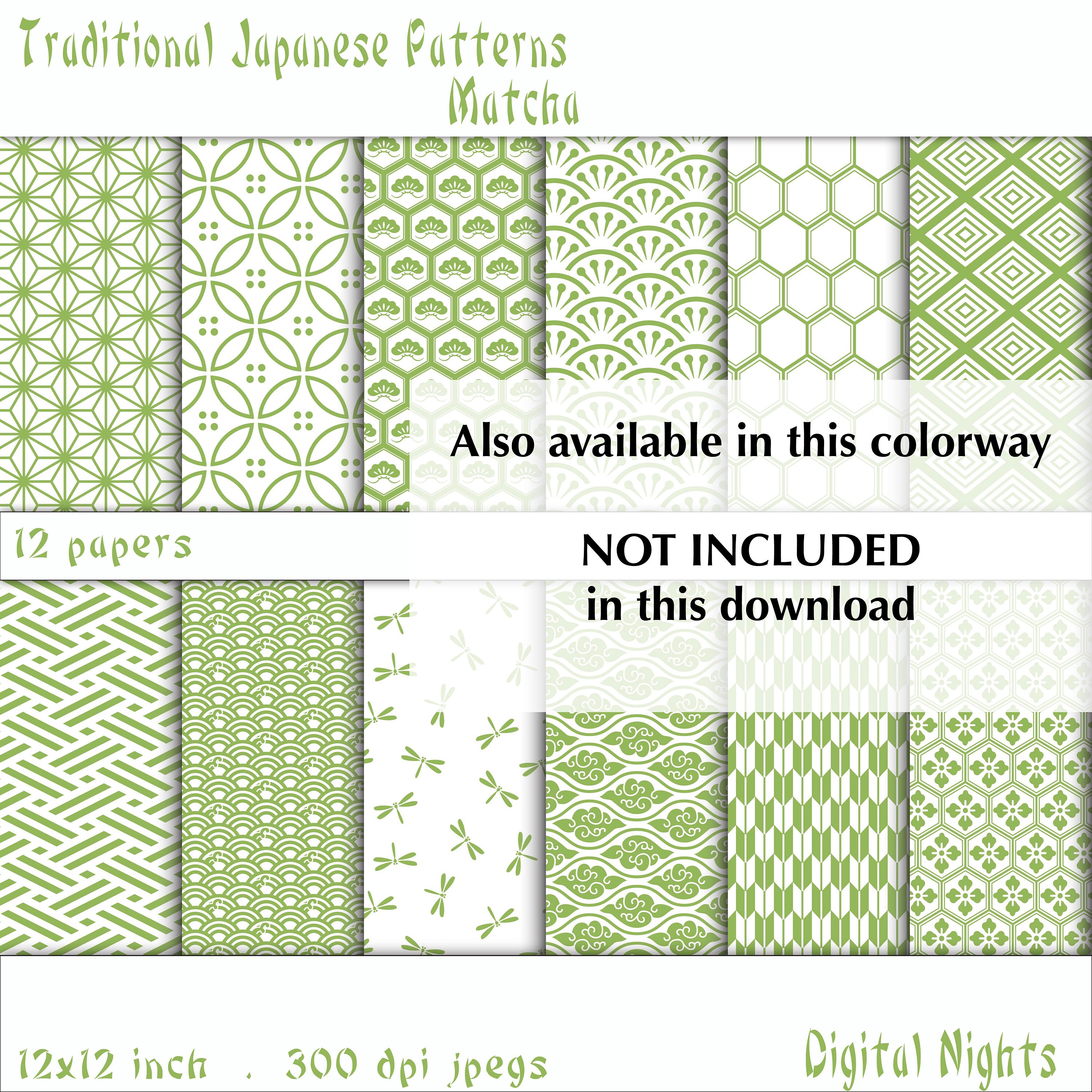 Traditional Japanese Patterns - Black & White - Digital Traditional Japanese Patterns - Black & White - Digital