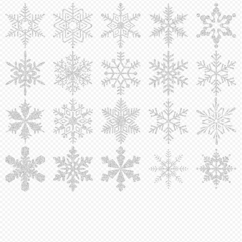 Pink Glitter Snowflakes Clipart 300 dpi PNG,Instant Download Clipart Overlays Winter Silver Glitter Snowflakes Digital Collage