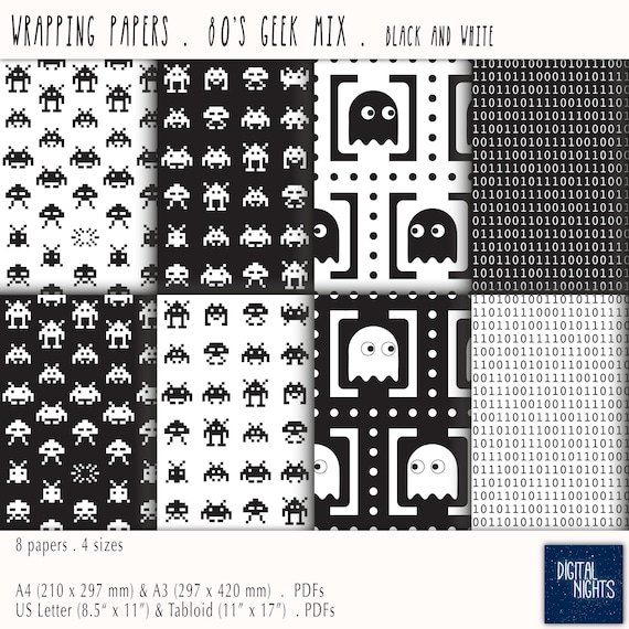 Geek Mix Black & White Wrapping Paper Digital Download - Etsy