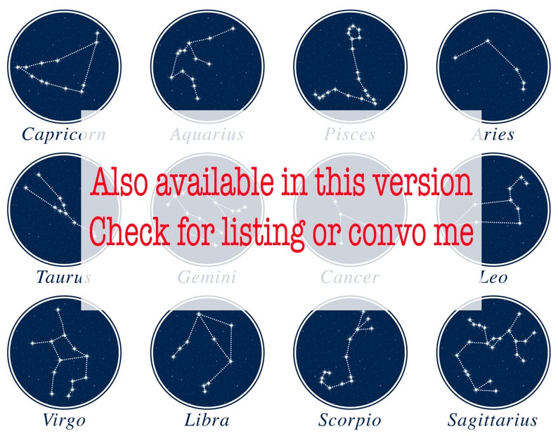 PNG Black On White Medallion Badge Clipart Zodiac Symbols Instant 