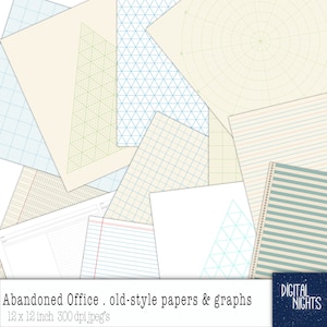 Oficina abandonada - Papelería escolar y de oficina de estilo antiguo - Papel digital, JPG, imprimible, descarga instantánea