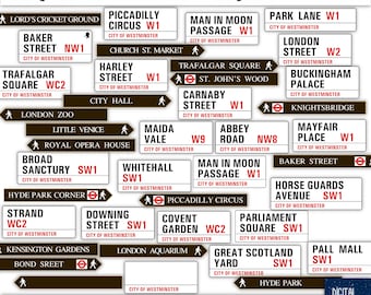 DESTINATIONS: London - Signs of Westminster - Clipart- Digital Collage, PNG, Instant Download