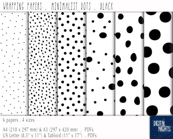 Dots Black & White Digital Wrapping Paper Gift Wrap - Etsy