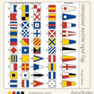 Drapeaux internationaux maritimes - Vers 2 - Clipart - Collage numérique, PNG, téléchargement immédiat
