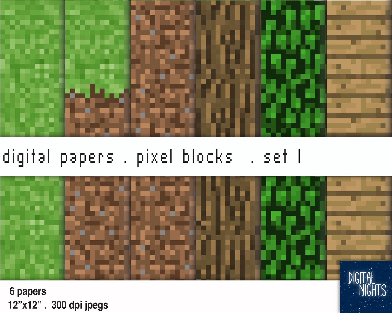 Recycleable Paper Pixel Pixels - Pixel Papers Set 1 - Digital Paper, 300 Dpi JPG, Printable ...