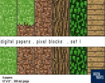Pixels -  Pixel Papers Set 1 - Digital Paper, 300 dpi JPG, Printable, Instant Download