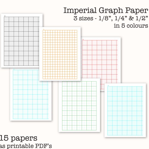 15 Imperial Measure Graph Papers - Inch Graph Paper - Digital Graph Paper, PDF, Printable, Instant Download