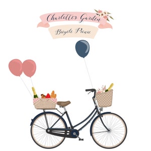 Picnic en bicicleta con champán de Charlotte - Beso azul marino, Clipart floral de boda - Collage digital, Descarga instantánea
