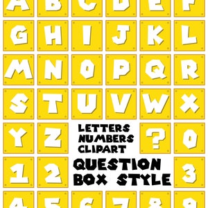 Alfabeto de preguntas: 37 letras, números y signos de interrogación en estilo interrogativo. Imágenes prediseñadas, collage digital, A-Z, 0-9, archivos PGN.