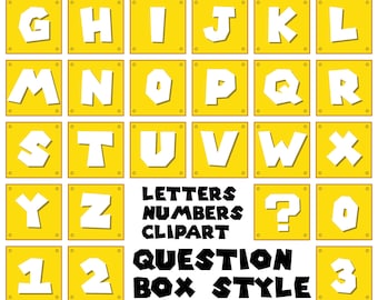 Question Alphabet - 37 Question Style Letters, Numbers and Question Mark - Clipart, Digital Collage, A-Z,0-9, ? PGN files