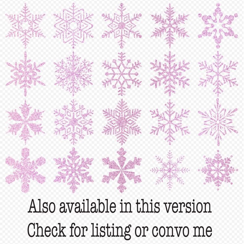 Pink Glitter Snowflakes Clipart 300 dpi PNG,Instant Download Clipart Overlays Winter Silver Glitter Snowflakes Digital Collage