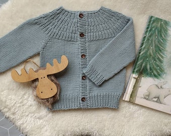 OSCAR Knit baby cardigan - merino knit baby cardigan - handknit sweater - handmade newborn - knit baby jacket - baby knit jack - Strickjacke