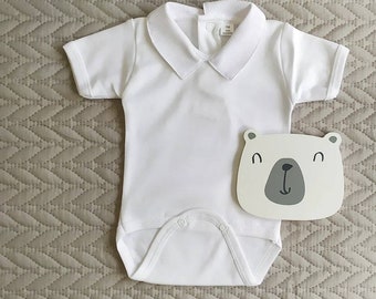Baby body  with collar - baby bodysuit - baby body suit - baby cotton body
