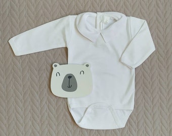 Baby body  with collar - baby bodysuit - baby body suit - baby cotton body