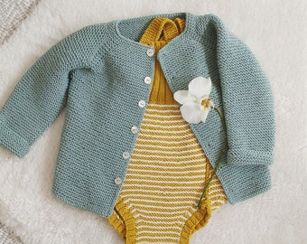 cotton merino cozy cardigan -  handmade baby knits - baby sweater - newborn cardigan - baby knits  - cotton baby - merino baby knits