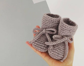 CHUNKY merino baby BOOTIES - knit baby booties - newborn knit boots - handknit boots