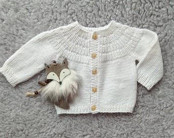 OSCAR Knit baby cardigan - merino knit baby cardigan - handknit sweater - handmade newborn - knit baby jacket - baby knit jack - Strickjacke