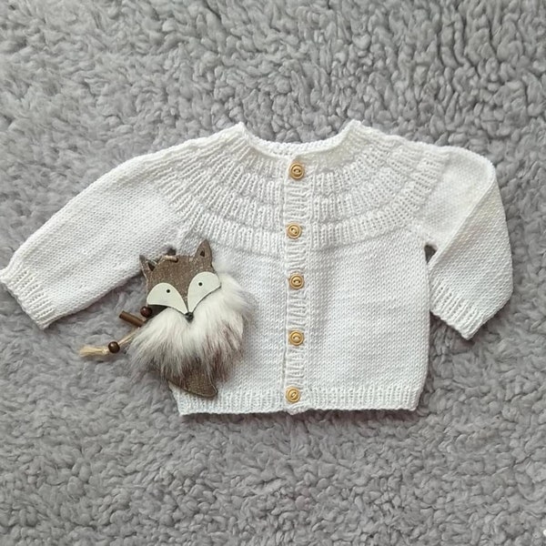 OSCAR Knit baby cardigan - merino knit baby cardigan - handknit sweater - handmade newborn - knit baby jacket - baby knit jack - Strickjacke