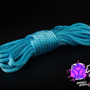 Neon Blue Silky Solid Braid Nylon Shibari Rope (Blacklight/UV)