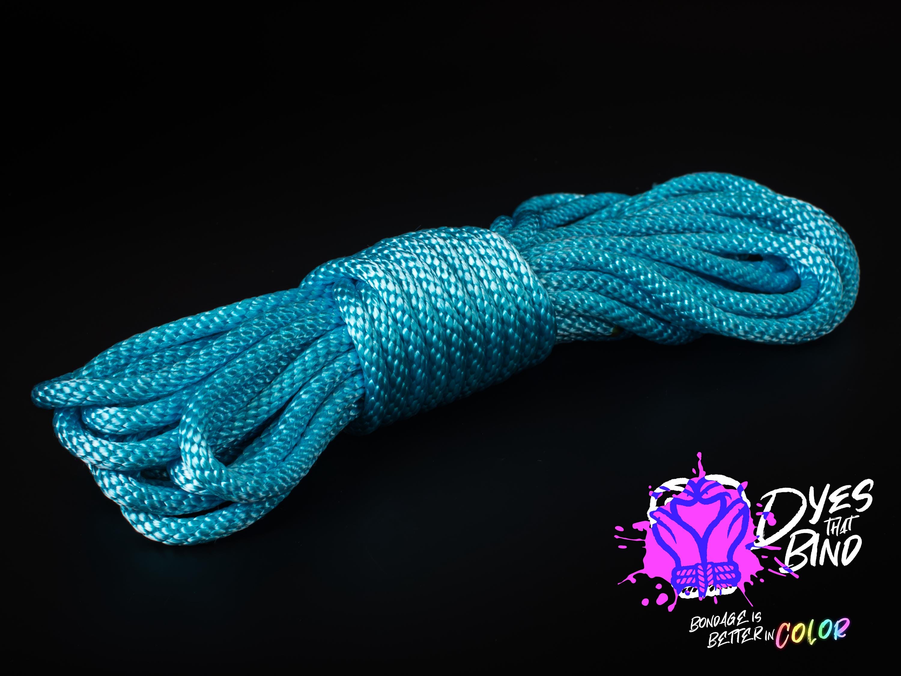 Neon Blue Silky Solid Braid Nylon Shibari Rope (Blacklight/UV)
