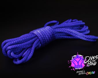 Neon Indigo Solid Braid Nylon Shibari Rope (Blacklight Reactive!)