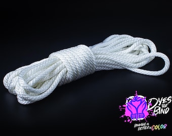 Snowblind White Solid Braid Nylon Shibari Rope (Blacklight Reactive!)