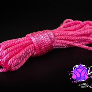 Neon Pink Silky Solid Braid Nylon Shibari Rope (Blacklight/UV)