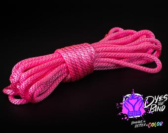 Neon Pink Silky Solid Braid Nylon Shibari Rope (Blacklight/UV)