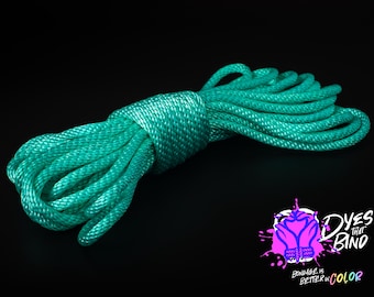 Bright Aqua Solid Braid Nylon Shibari Rope (Blacklight Reactive!)