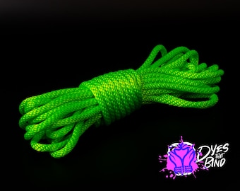 Neon Kelly Green Silky Solid Braid Nylon Shibari Rope (Blacklight Reactive!)