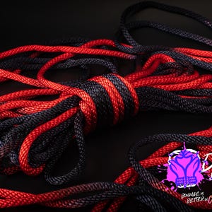 Bleed Me Dry&quot; (Red-Black) Silky Solid Braid Nylon Shibari Rope