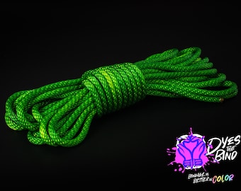 Neon Zombie Green Solid Braid Nylon Shibari (Blacklight Reactive!)