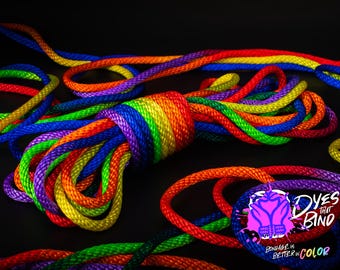 Rainbow Silky Solid Braid Nylon Shibari Rope