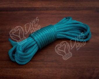 Corde Shibari en nylon tressé solide et soyeux sarcelle émeraude