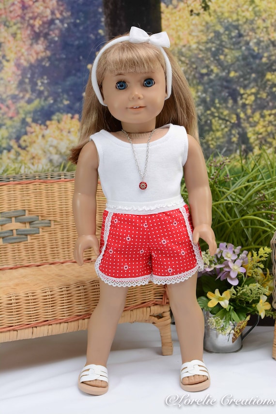 For 18/" American Girl Red//White Striped Crop Tank Top Doll Clothes