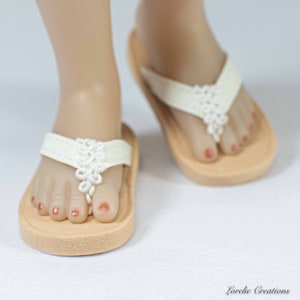 Ruby Red Fashion Friends Doll FLIPFLOPS Sandals Shoes in WHITE Faux Leather