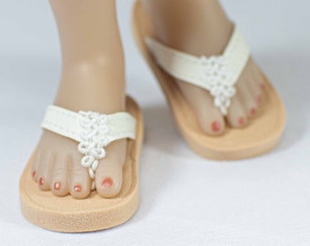 Ruby Red Fashion Friends Doll FLIPFLOPS Sandals Shoes in WHITE Faux Leather