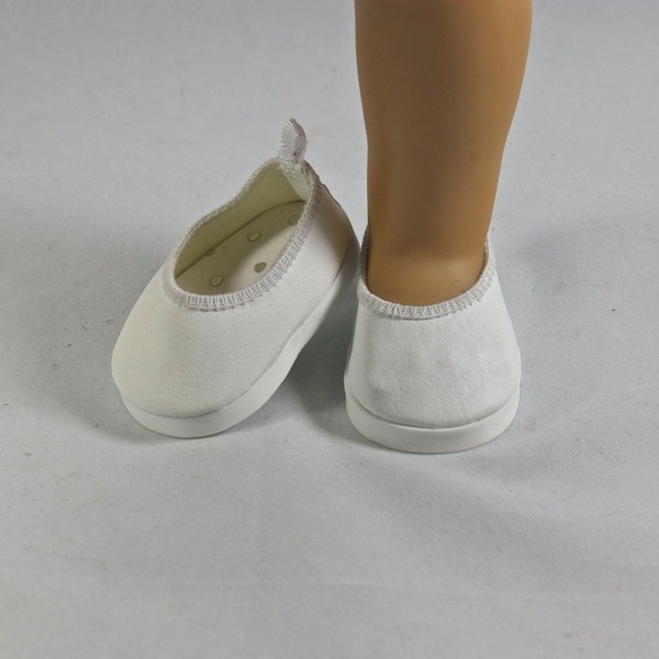 WHITE "Leather" Ballerina Communion Wedding Flats Shoes with Four Trim OPTIONS Spring  for 18 inch doll