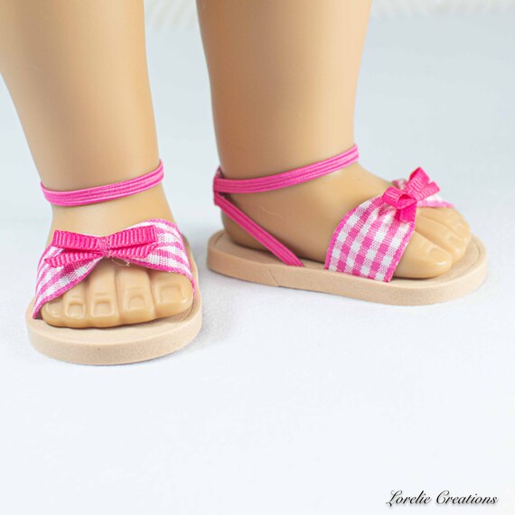 SANDALS Shoes in HOT PINK Checked Gingham Bow Trim With Elastic Ankle and  Heel Straps for 18 Inch Dolls - Etsy