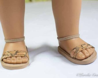 18 inch doll SANDALS SHOES Flip Flops with Real Cork Toe and Heel Tab with Ankle Strap